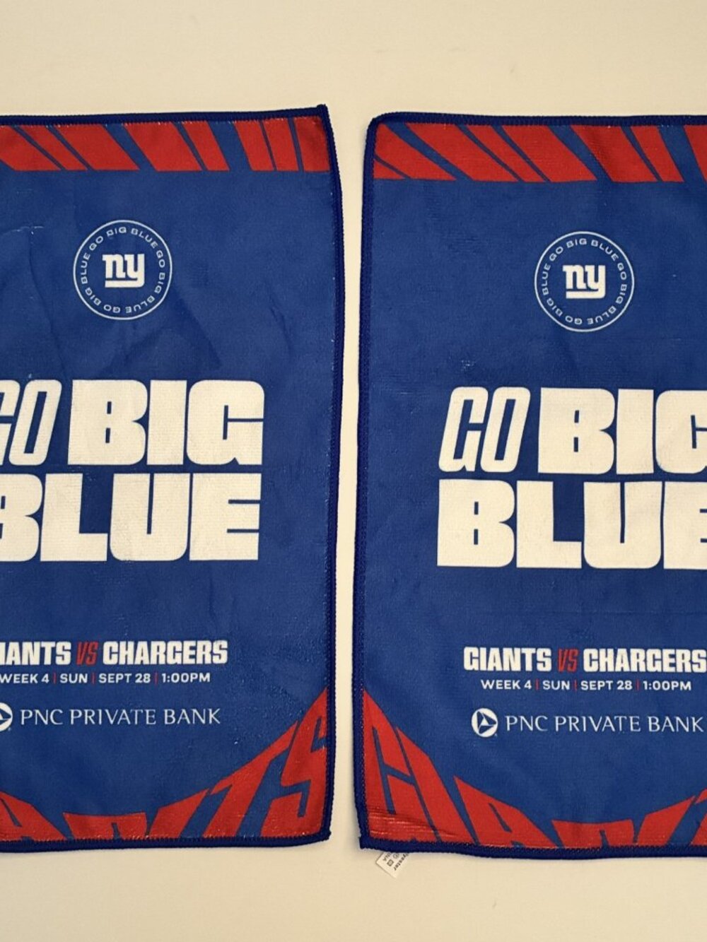 NY Giants Go Big Blue Rally Towels (pair) - Jaxon Dart Debut 9/28/25